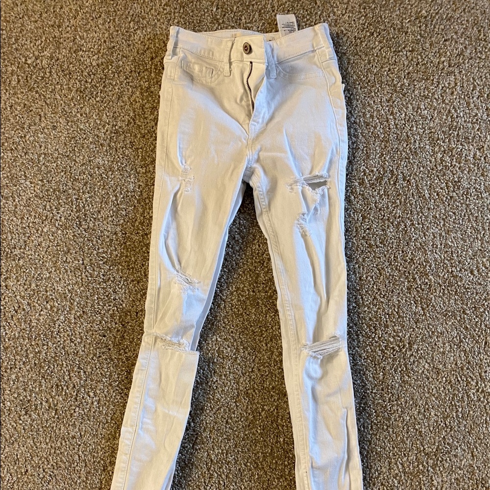 Hollister white ripped jeans